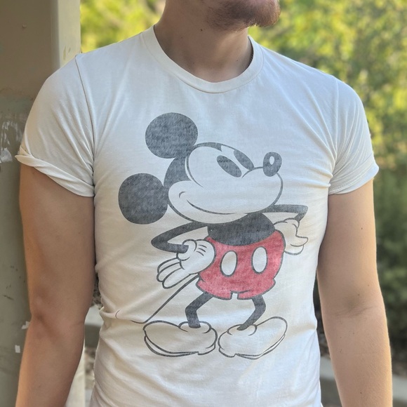DISNEY MICKEY MOUSE MEN T SHIRT VINTAGE DISTRESSED HAPPY FACE SMILE PROUD PRIDE - Picture 12 of 16